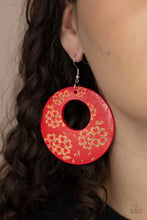 Load image into Gallery viewer, Paparazzi&#39;s Galapagos Garden Party - Red Wood hoop earrings
