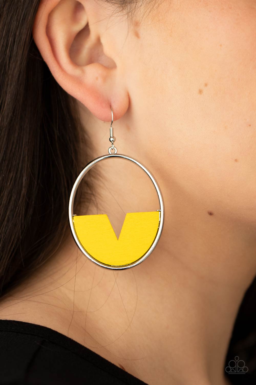 Paparazzi's Island Breeze - Yellow Wood hoop earrings