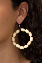 Load image into Gallery viewer, Paparazzi&#39;s Living The WOOD Life - White hoop earrings
