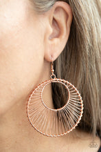 Load image into Gallery viewer, Paparazzi&#39;s Artisan Applique - Copper hoop earrings
