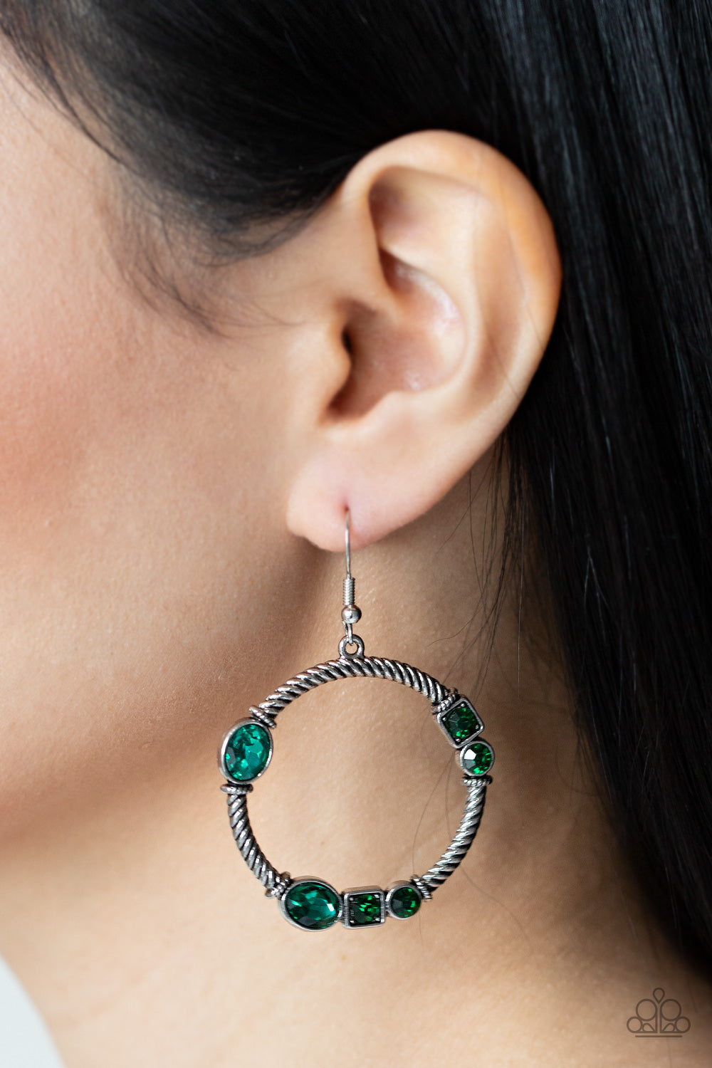 Paparazzi's Glamorous Garland - Green Hoop earrings