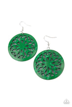 Load image into Gallery viewer, Paparazzi&#39;s Ocean Canopy - Green Wood hoop earrings
