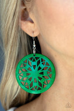 Load image into Gallery viewer, Paparazzi&#39;s Ocean Canopy - Green Wood hoop earrings
