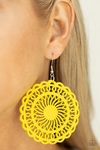 Load image into Gallery viewer, Paparazzi&#39;s Island Sun - Yellow Wood earrings
