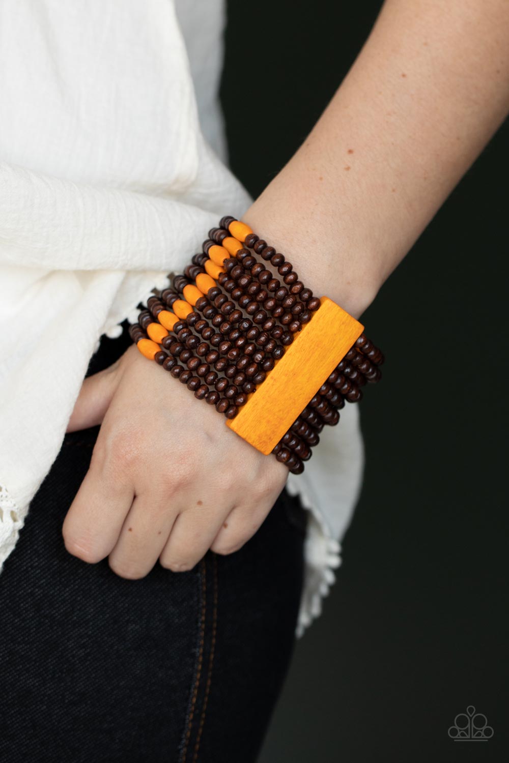 Paparazzi's Tropical Trendsetter - Orange Wood bracelet