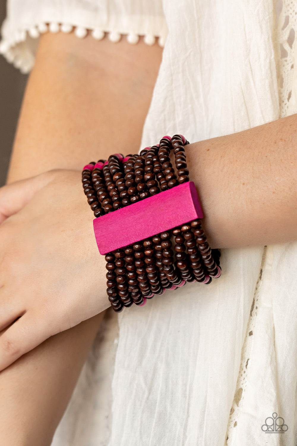 Paparazzi's Tropical Trendsetter - Pink Wood bracelet