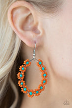 Load image into Gallery viewer, Paparazzi&#39;s Festively Flower Child - Orange Seed Beads hoop earrings
