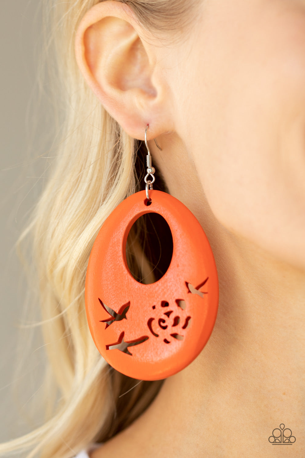 Paparazzi's Home TWEET Home - Orange Wood earrings