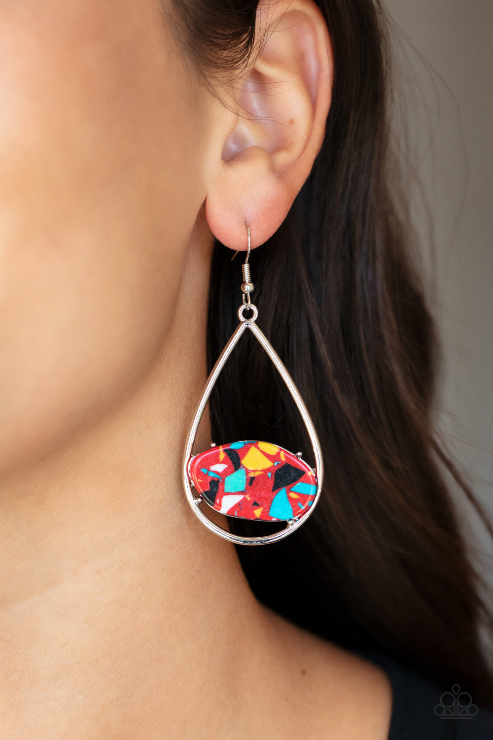 Paparazzi's Tropical Terrazzo - Red earrings