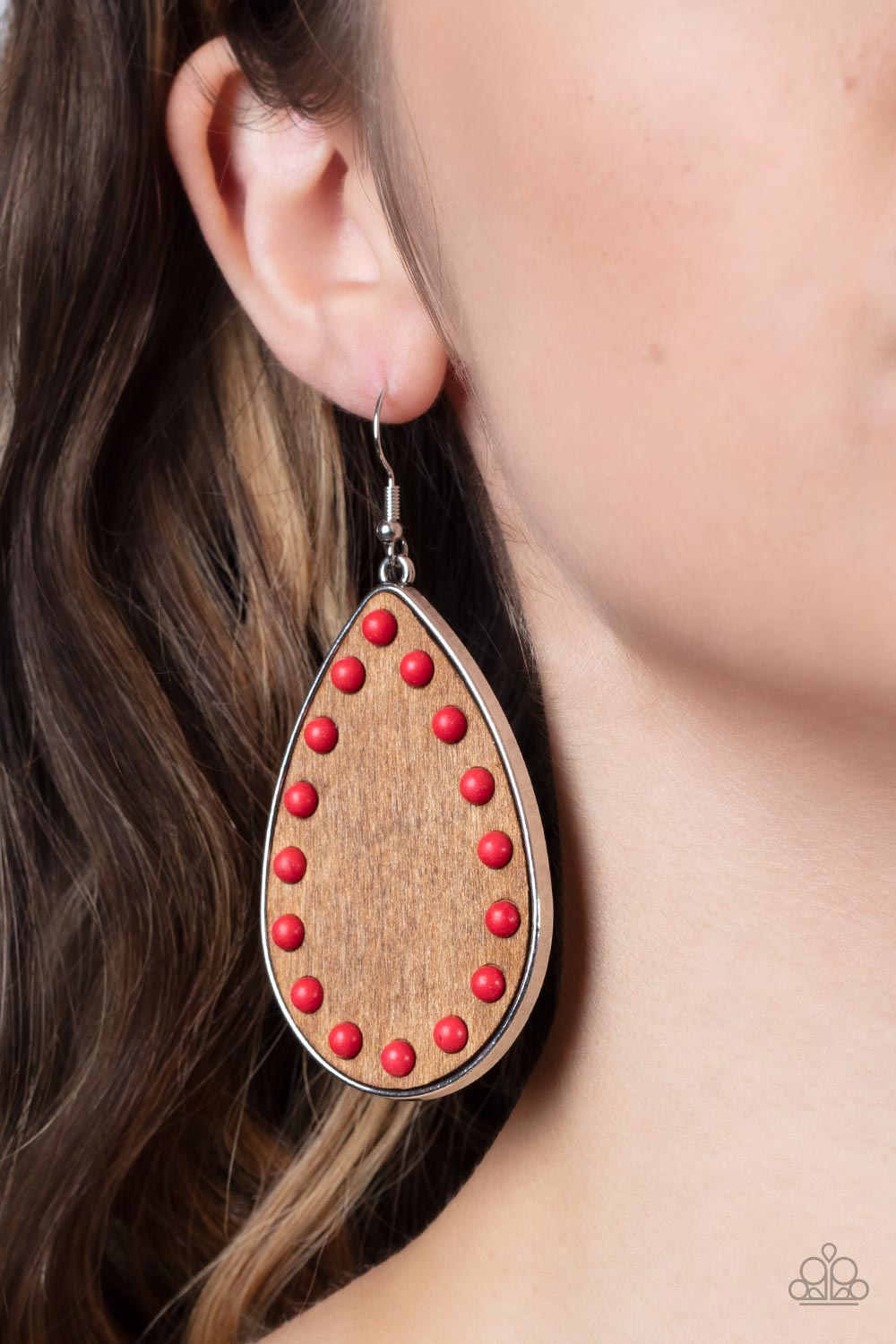 Paparazzi's Rustic Refuge - Red Wood earrings