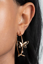 Load image into Gallery viewer, Paparazzi&#39;s Full Out Flutter - Gold hoop earrings
