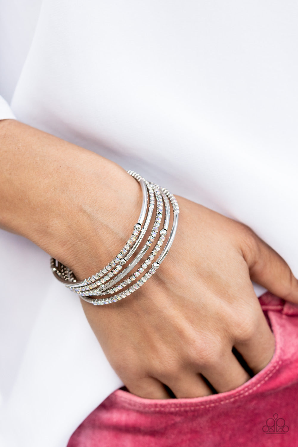 Paparazzi's Camera Shy Shimmer - Multi Iridescent bracelet