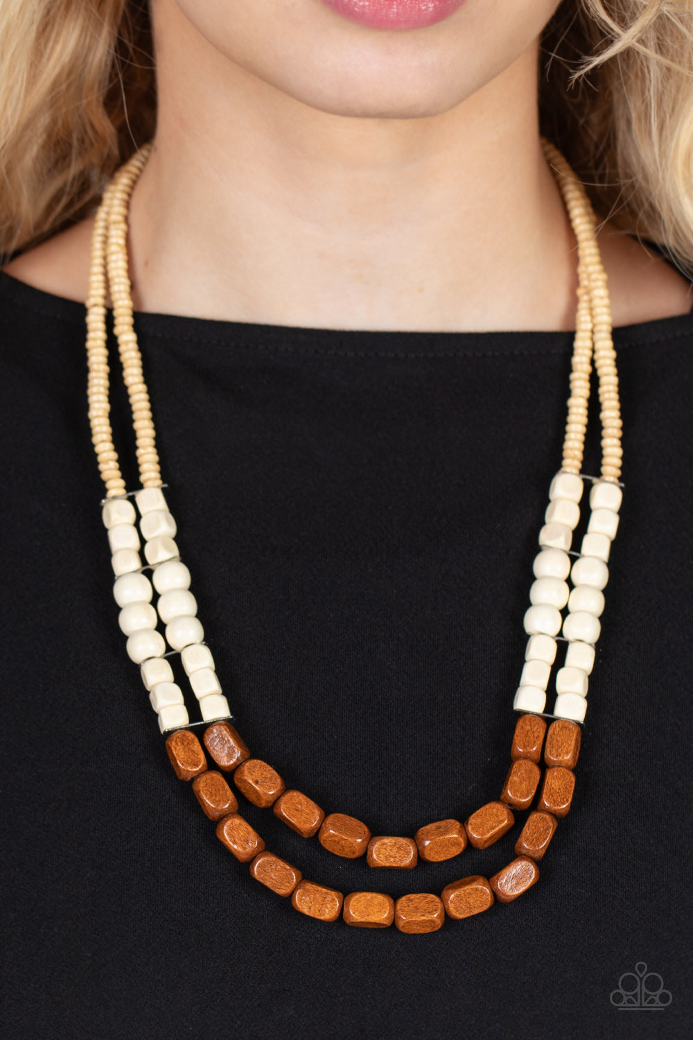 Paparazzi's Bermuda Bellhop - Brown wood Necklace