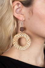 Load image into Gallery viewer, Paparazzi&#39;s Wildly Wicker - Brown hoop Wood earrings
