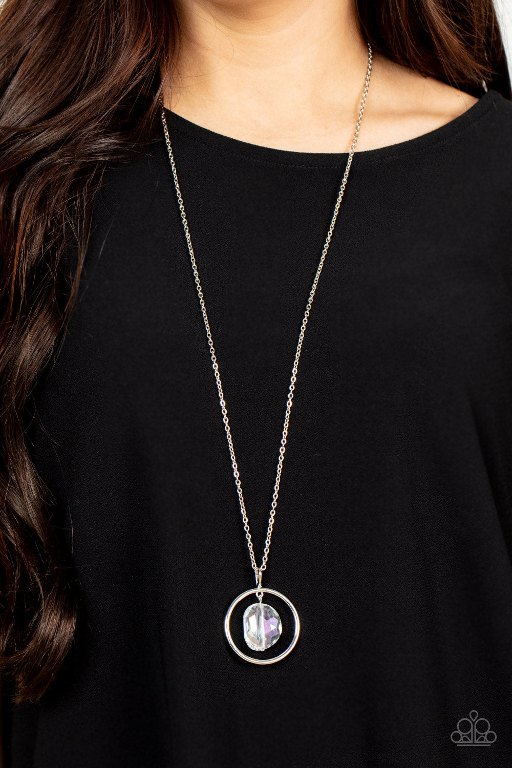 Paparazzi's Hands-Down Dazzling - White Iridescent necklace