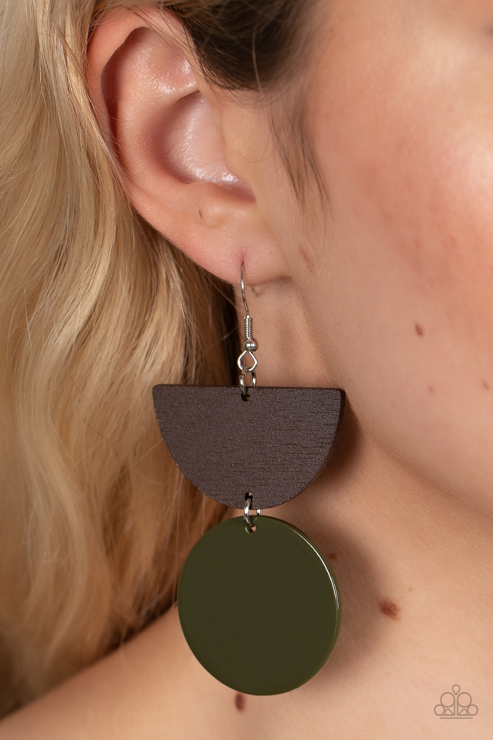 Paparazzi's Beach Bistro - Green Acrylic & Wood earrings