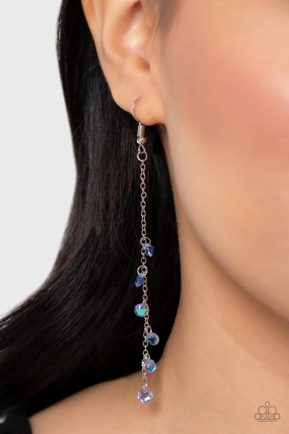 Paparazzi's Extended Eloquence - Blue Iridescent earrings