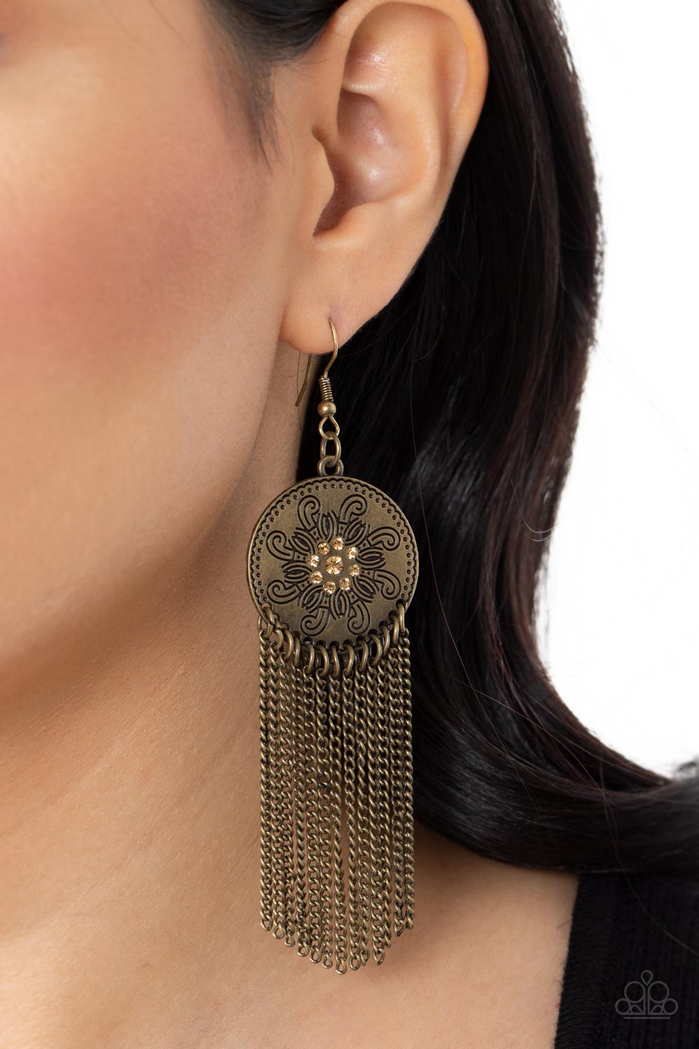 Paparazzi's Fringe Control - Brass earrings