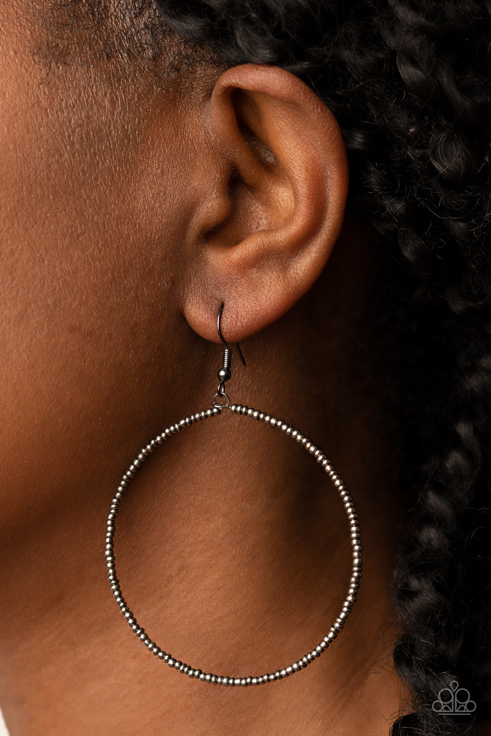 Paparazzi's Basically Beaded - Black hoop Seed Bead earrings