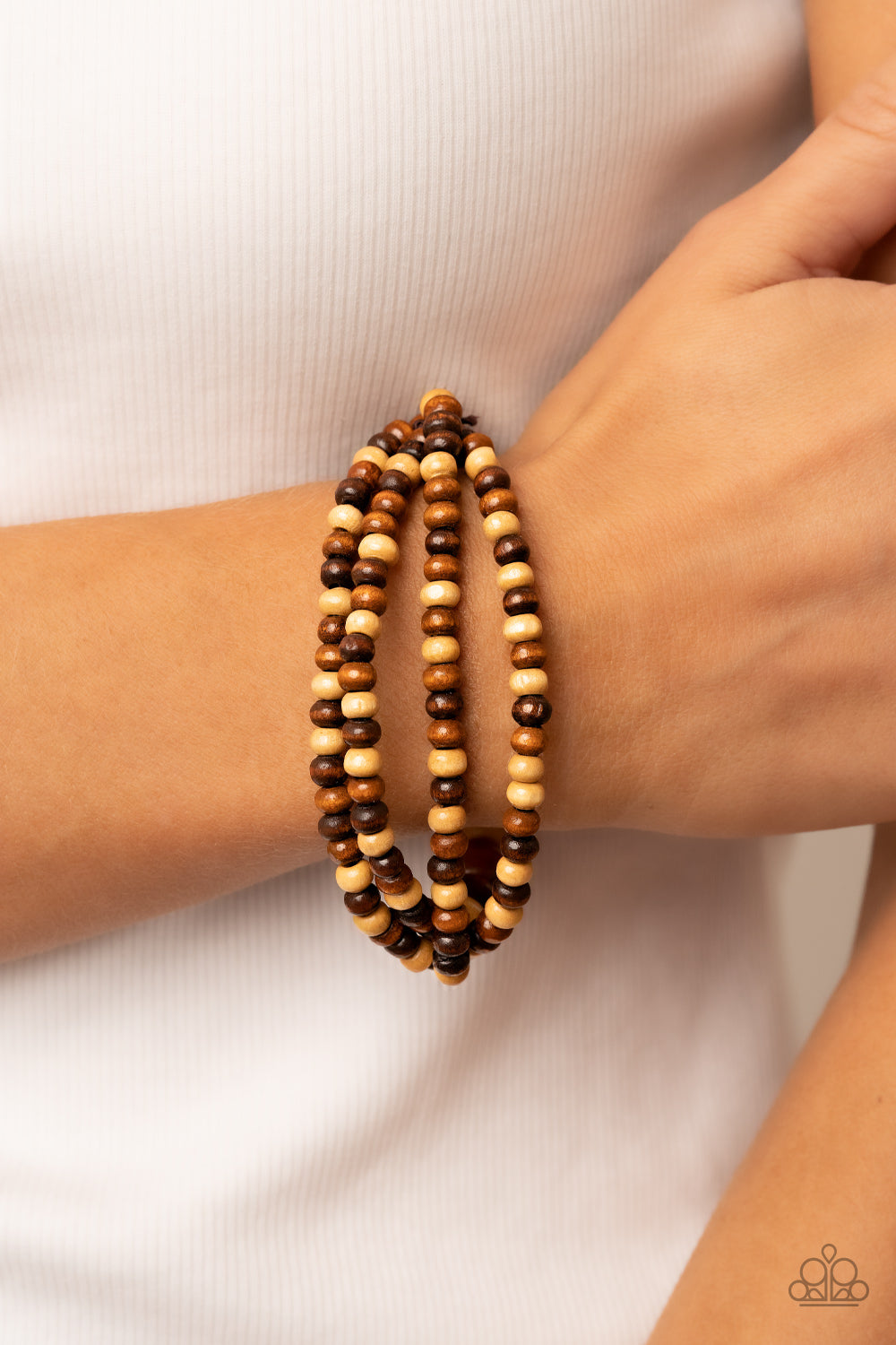 Paparazzi's Oceania Oasis - Brown wood bracelet