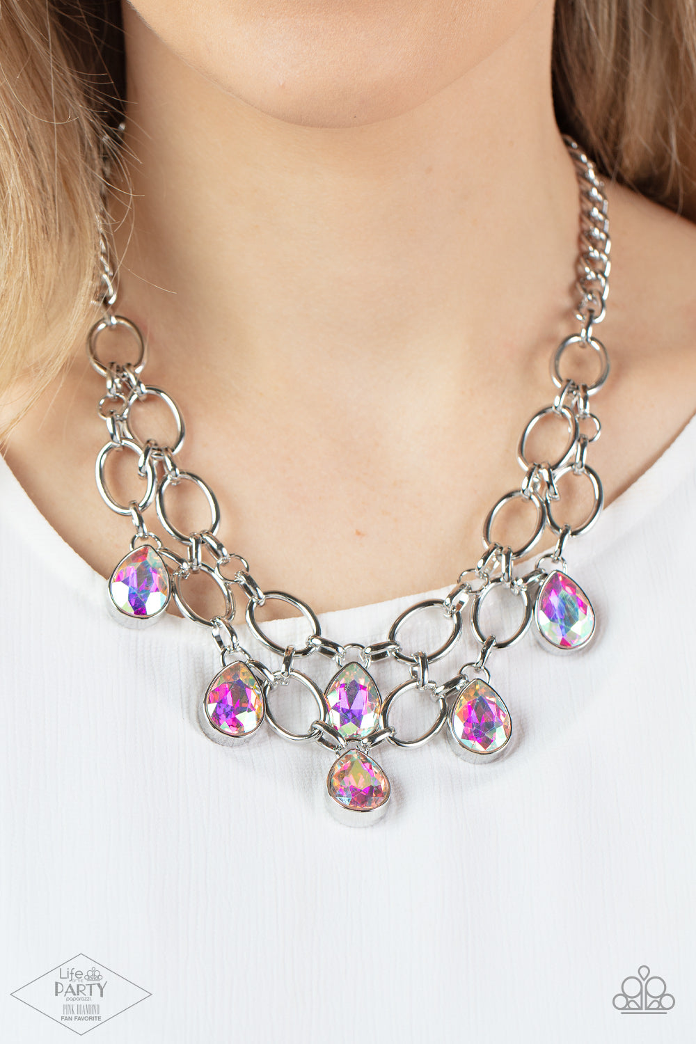 Paparazzi's Show-Stopping Shimmer - Multi Iridescent necklace (Life of the Party)
