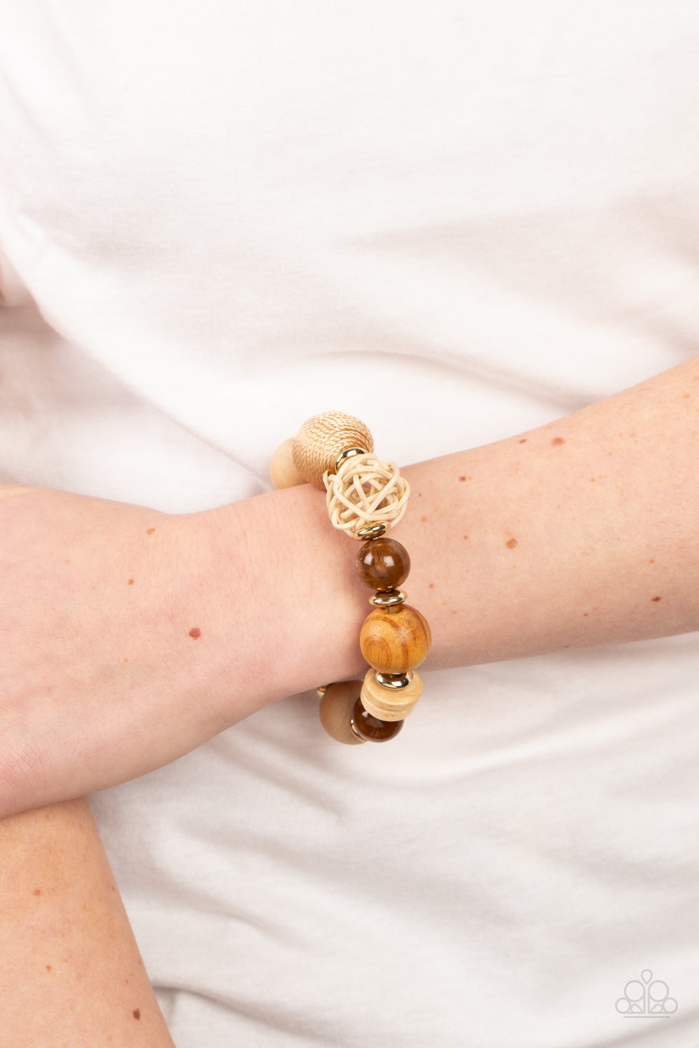 Paparazzi's Happily Homespun - Brown Wood bracelet