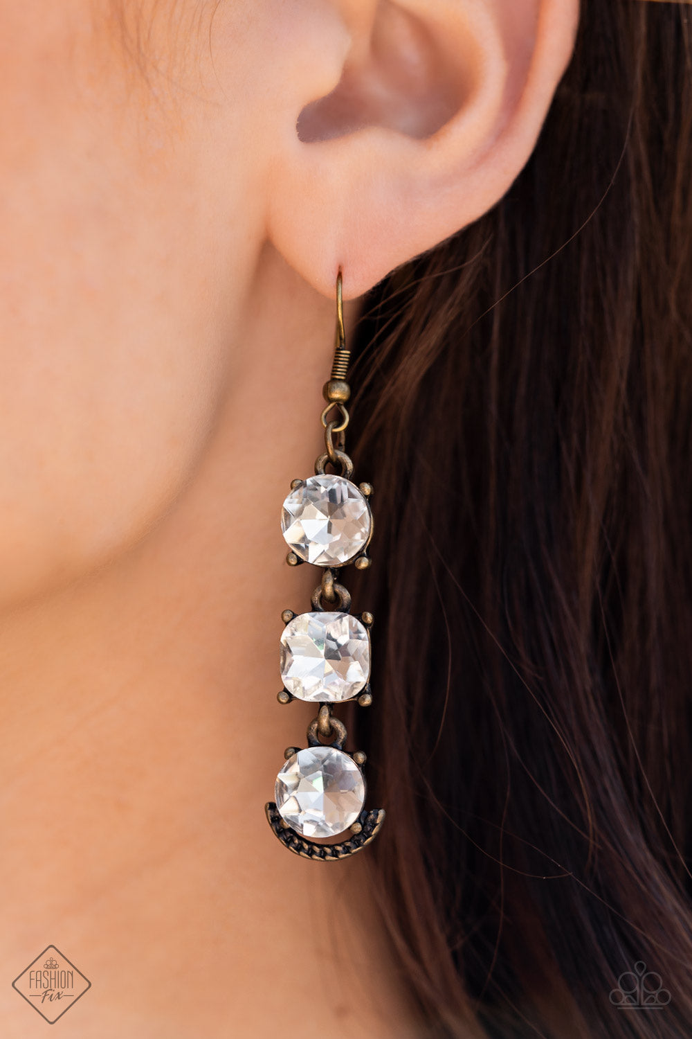 Paparazzi's Determined to Dazzle - Brass earrings