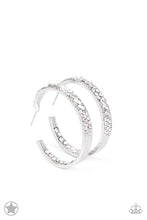 Load image into Gallery viewer, Paparazzi&#39;s GLITZY By Association - White hoop earrings (Blockbusters)
