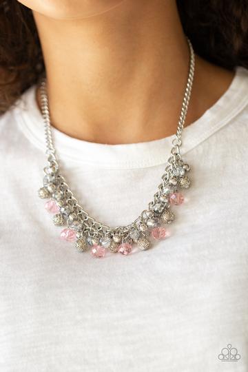 Paparazzi's Party Spree - Pink - Silver Necklace