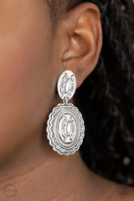 Load image into Gallery viewer, Paparazzi&#39;s Ageless Artifact - Silver Clip-On earrings
