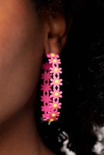 Load image into Gallery viewer, Paparazzi&#39;s Daisy Disposition - Pink hoop earrings
