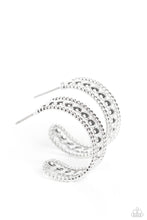 Load image into Gallery viewer, Paparazzi&#39;s Dotted Darling - Silver hoop earrings
