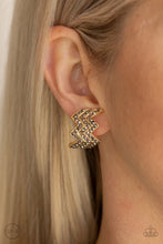 Load image into Gallery viewer, Paparazzi&#39;s Fast As Lightning - Gold Clip-On Earrings
