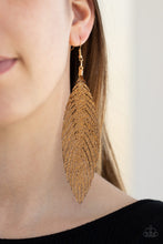 Load image into Gallery viewer, Paparazzi&#39;s Feather Fantasy - Gold earrings
