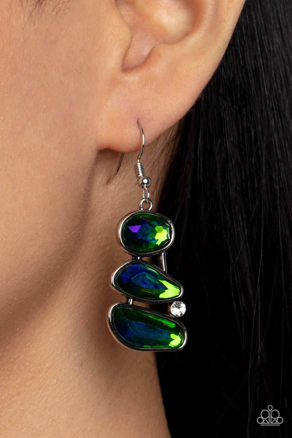 Paparazzi's Gem Galaxy - Green earrings