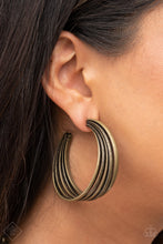 Load image into Gallery viewer, Paparazzi&#39;s In Sync - Brass hoop earrings
