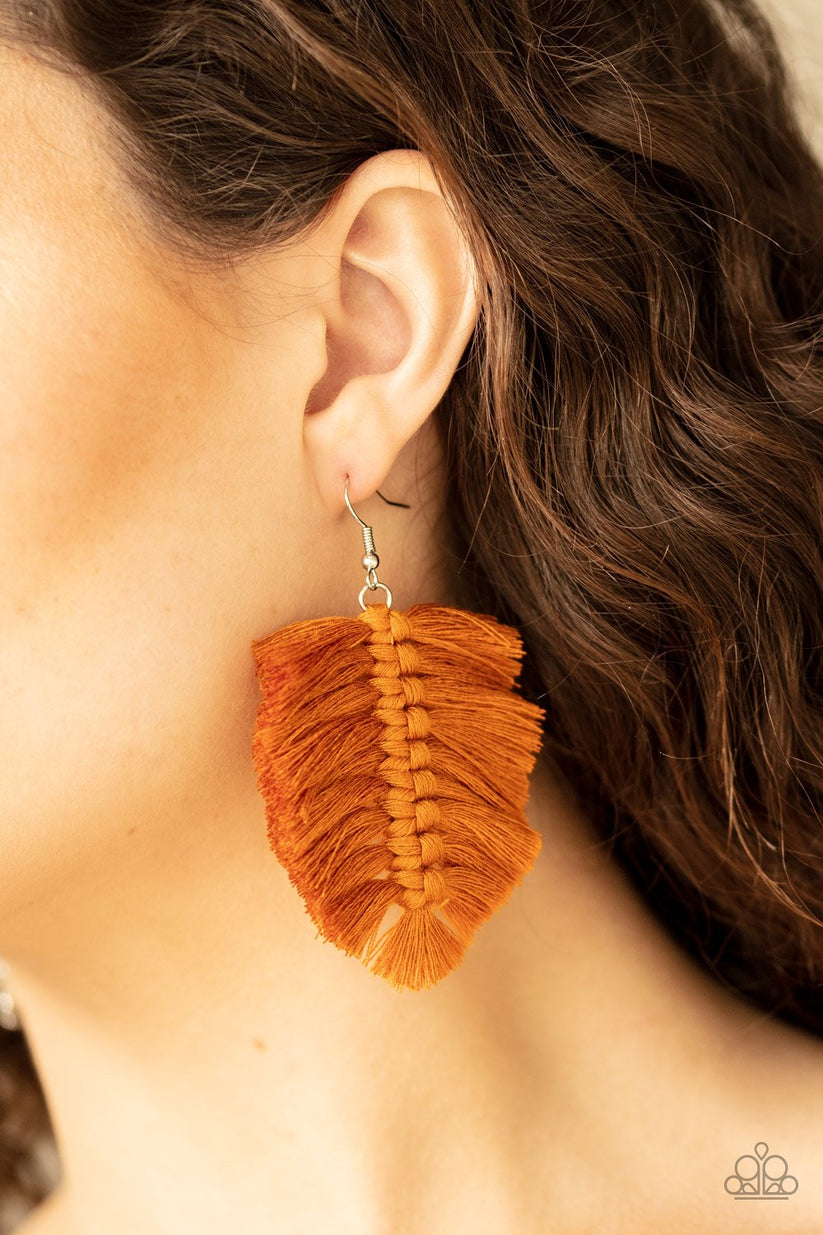 Paparazzi's Knotted Native - Brown earrings