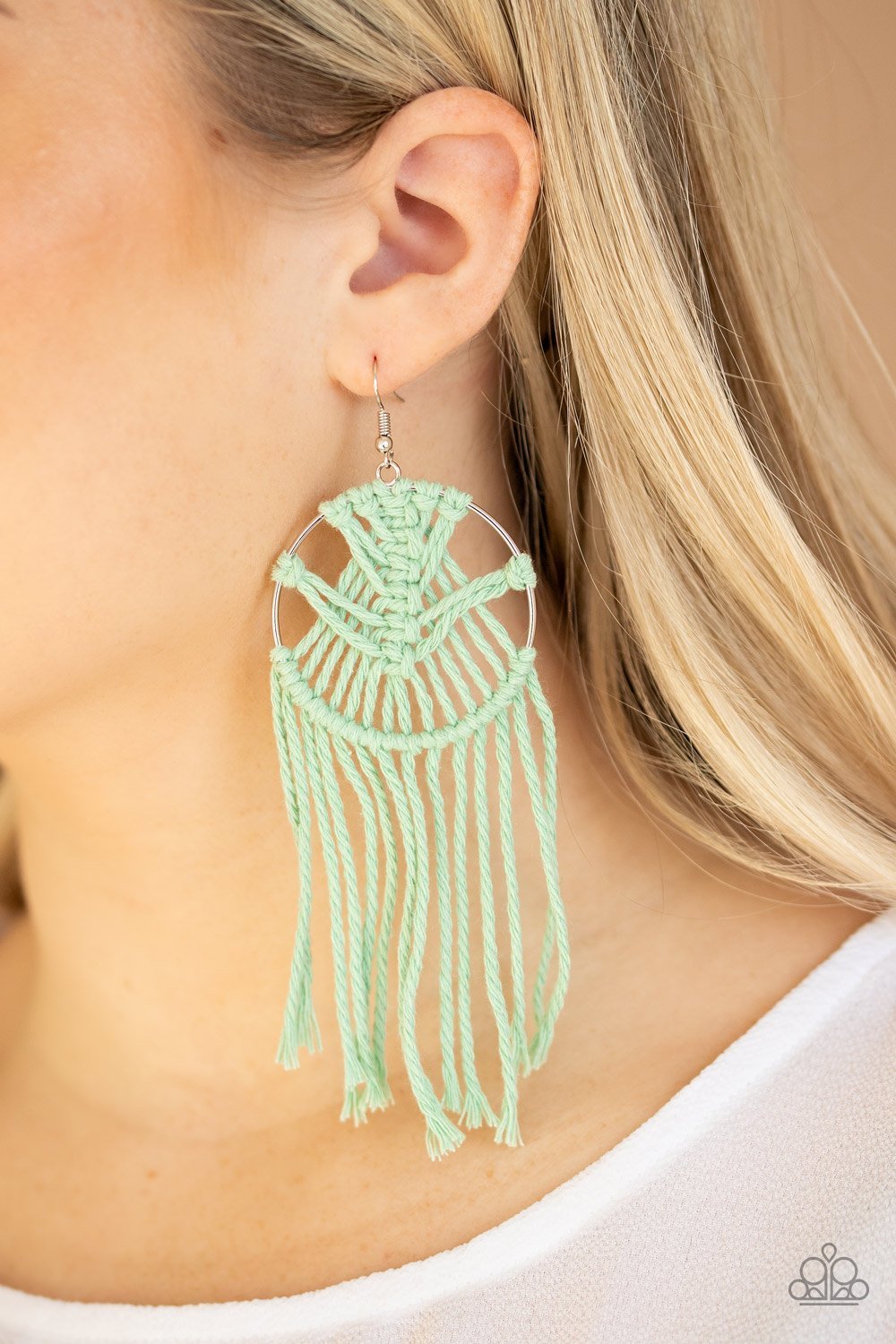 Paparazzi's MACRAME, Myself and I - Green earrings
