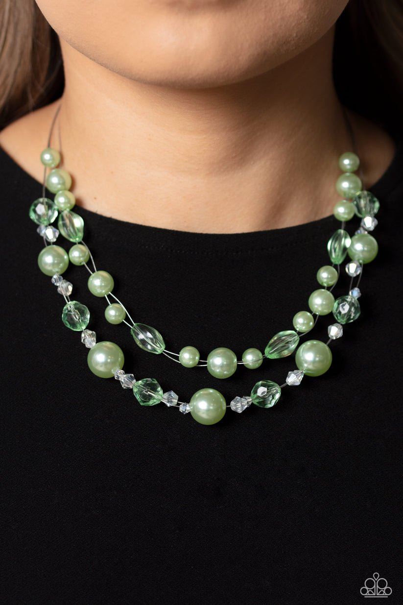 Paparazzi's Parisian Pearls - Green necklace