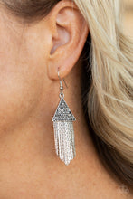 Load image into Gallery viewer, Paparazzi&#39;s Pyramid SHEEN - Silver earrings
