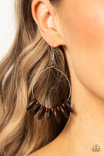 Load image into Gallery viewer, Paparazzi&#39;s Surf Camp - Brown Wood Hoop earrings
