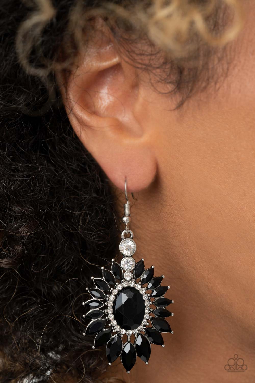 Paparazzi's Big Time Twinkle - Black earrings