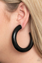 Load image into Gallery viewer, Paparazzi&#39;s I WOOD Walk 500 Miles - Black hoop earrings
