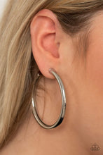 Load image into Gallery viewer, Paparazzi&#39;s Curve Ball - Silver hoop earrings
