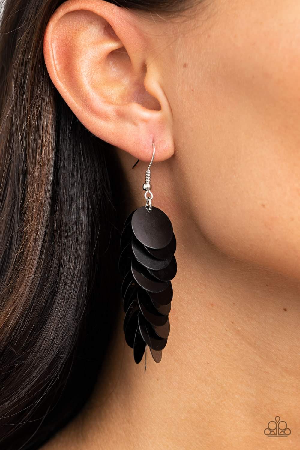 Paparazzi's Now You SEQUIN It - Black earrings