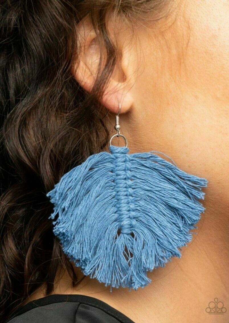 Paparazzi's Macrame Mamba - Blue earrings